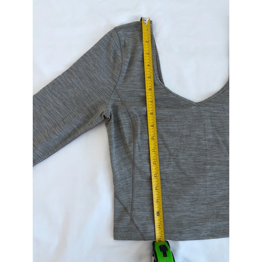 Lululemon Align Long Sleeve Shirt Grey Space Dye Nulu Cropped V-Neck Top